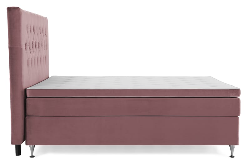 Royal Velvet Komplett Sengepakke 180x200 - Rosa Fløyel/Lave Sølvben - Kontinentalsenger - Dobbeltsenger