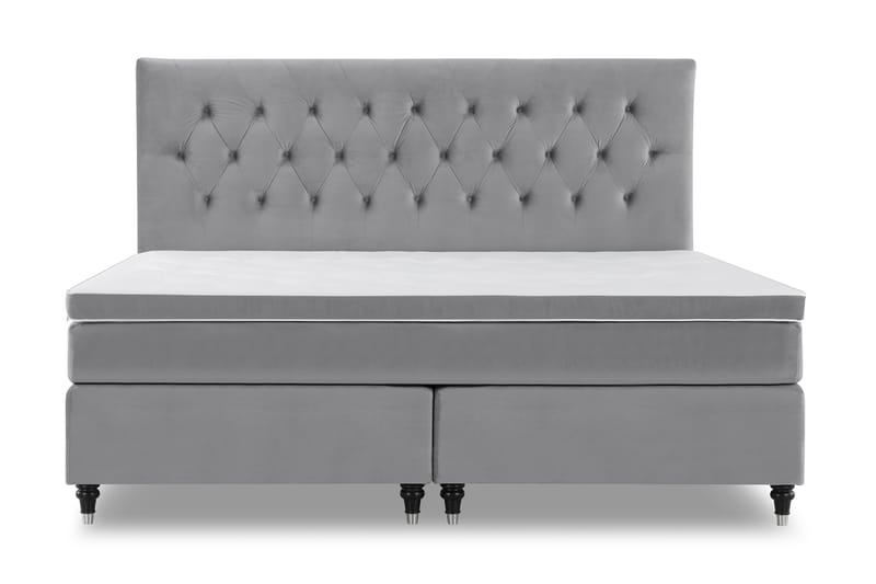Royal Velvet Komplett Sengepakke 210x210 cm - Lysegrå Fløyel/Dreide Ben - Møbler - Senger - Komplett sengepakke
