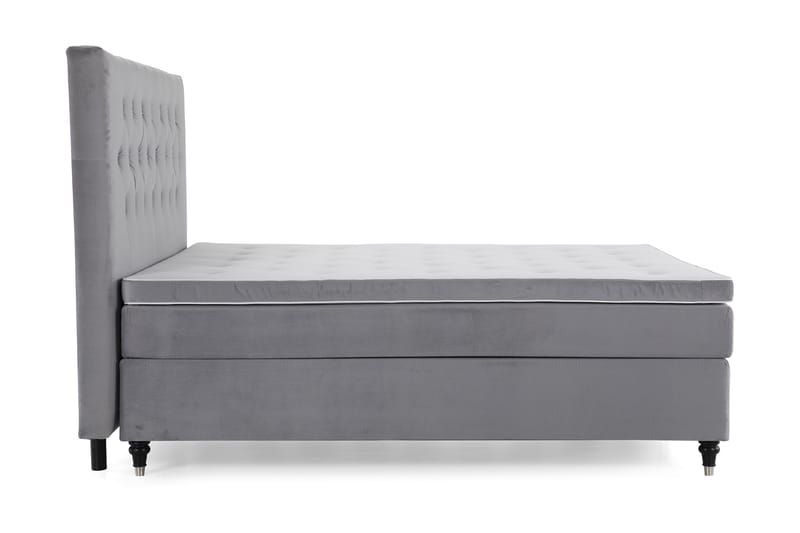 Royal Velvet Komplett Sengepakke 210x210 cm - Lysegrå Fløyel/Dreide Ben - Møbler - Senger - Komplett sengepakke
