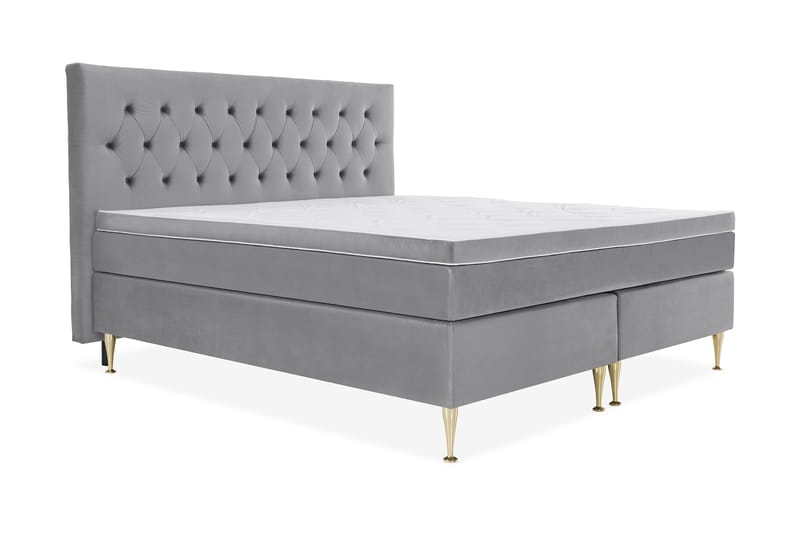 Royal Velvet Komplett Sengepakke 210x210 cm - Lysegrå Fløyel/Høye Gullben - Møbler - Senger - Komplett sengepakke