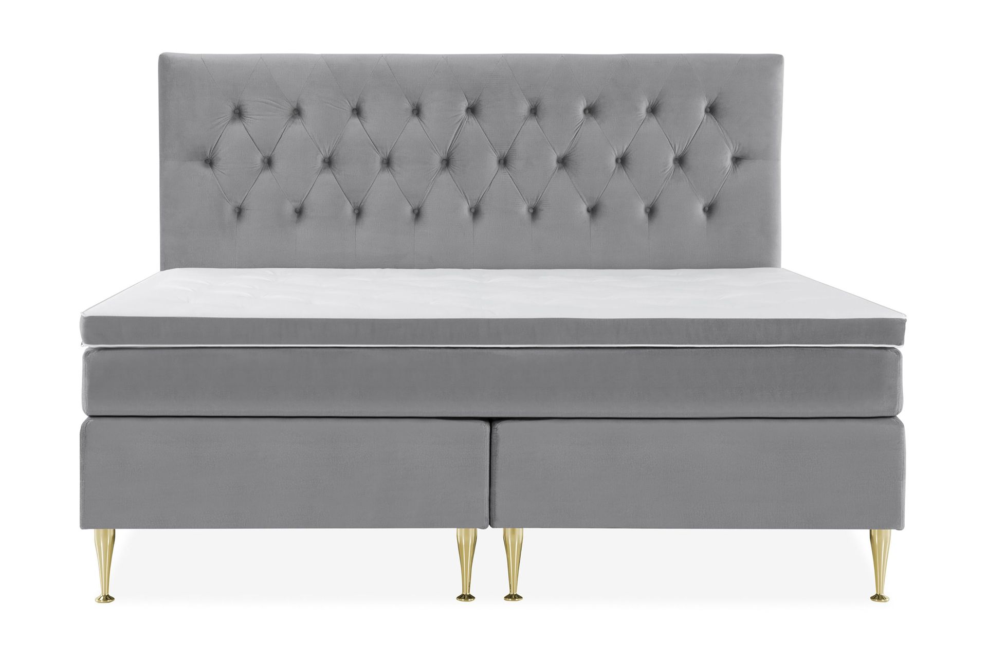 Royal Velvet Komplett Sengepakke 210x210 cm - Lysegrå Fløyel/Høye Gullben
