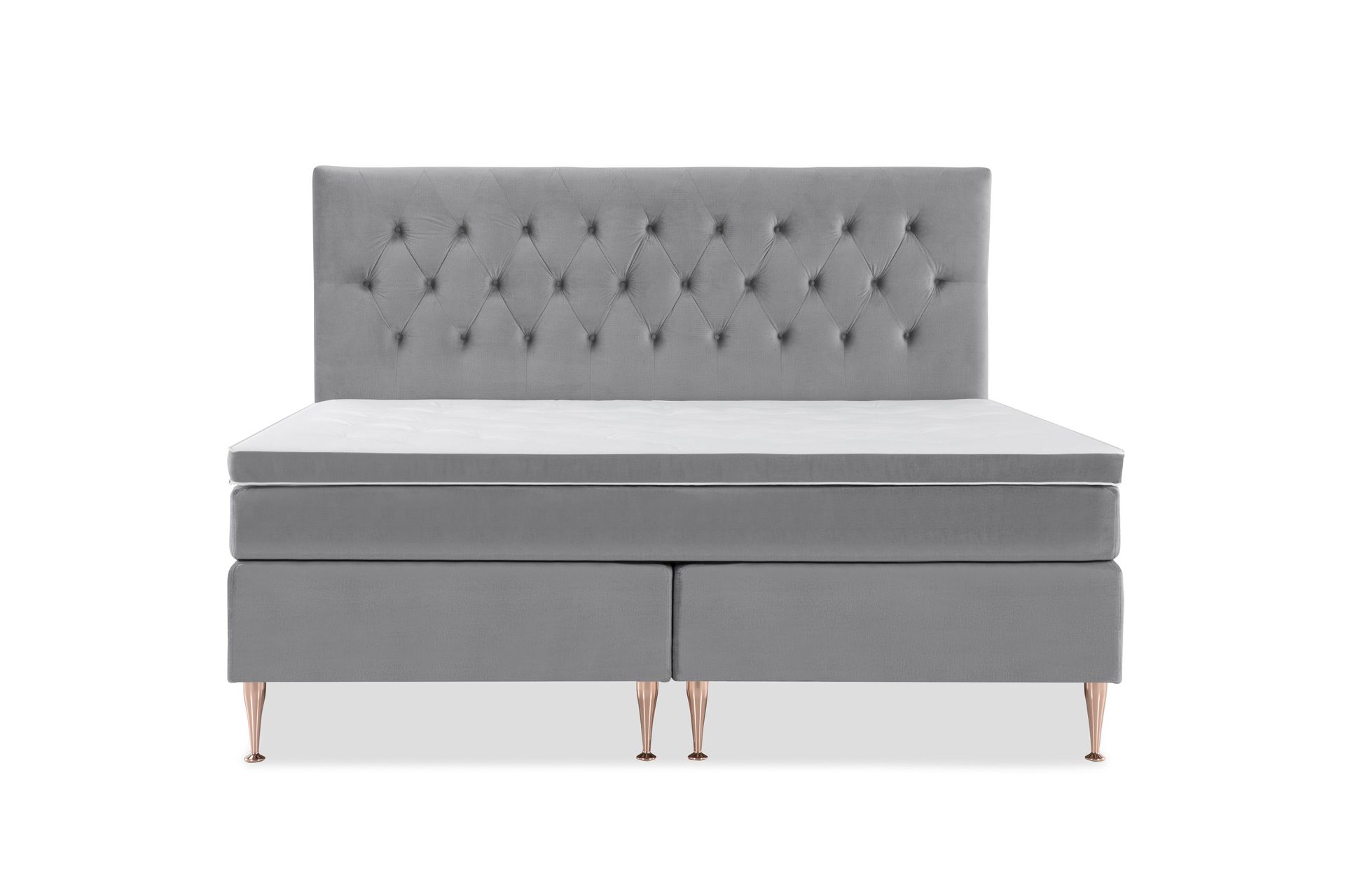 Royal Velvet Komplett Sengepakke 210x210 cm - Lysegrå Fløyel/Høye Rosében