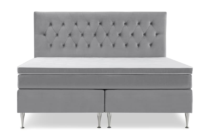 Royal Velvet Komplett Sengepakke 210x210 cm - Lysegrå Fløyel/Høye Sølvben - Møbler - Senger - Komplett sengepakke