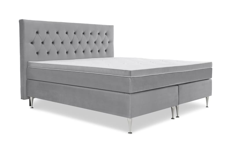 Royal Velvet Komplett Sengepakke 210x210 cm - Lysegrå Fløyel/Høye Sølvben - Møbler - Senger - Komplett sengepakke