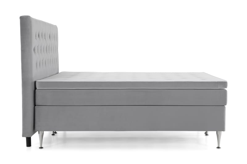 Royal Velvet Komplett Sengepakke 210x210 cm - Lysegrå Fløyel/Høye Sølvben - Møbler - Senger - Komplett sengepakke