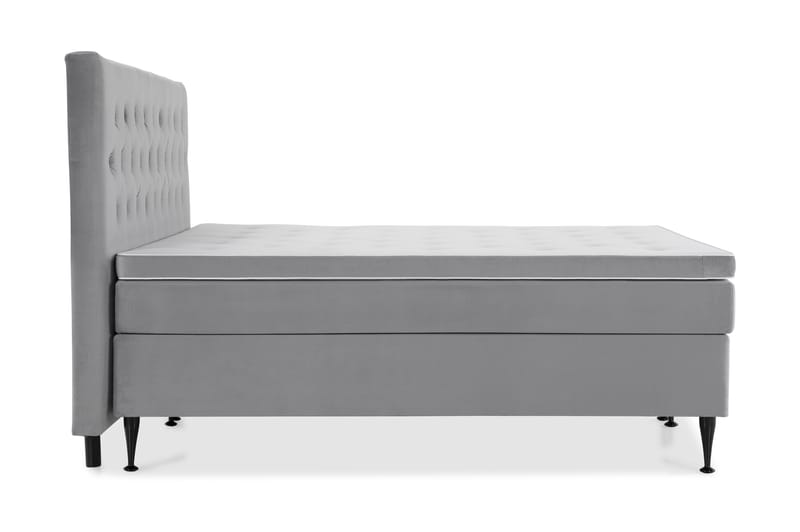 Royal Velvet Komplett Sengepakke 210x210 cm - Lysegrå Fløyel/Høye Svarte Ben - Møbler - Senger - Komplett sengepakke