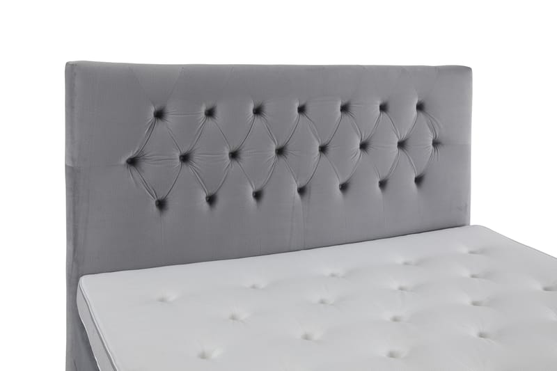 Royal Velvet Komplett Sengepakke 210x210 cm - Lysegrå Fløyel/Høye Svarte Ben - Møbler - Senger - Komplett sengepakke