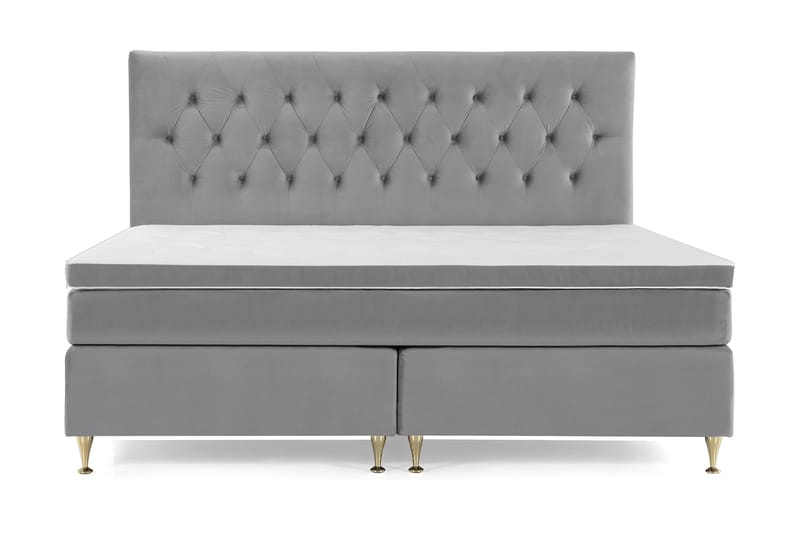 Royal Velvet Komplett Sengepakke 210x210 cm - Lysegrå Fløyel/Lave Gullben - Møbler - Senger - Komplett sengepakke
