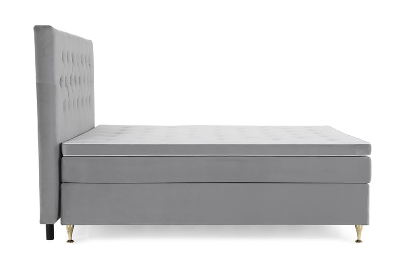 Royal Velvet Komplett Sengepakke 210x210 cm - Lysegrå Fløyel/Lave Gullben - Møbler - Senger - Komplett sengepakke