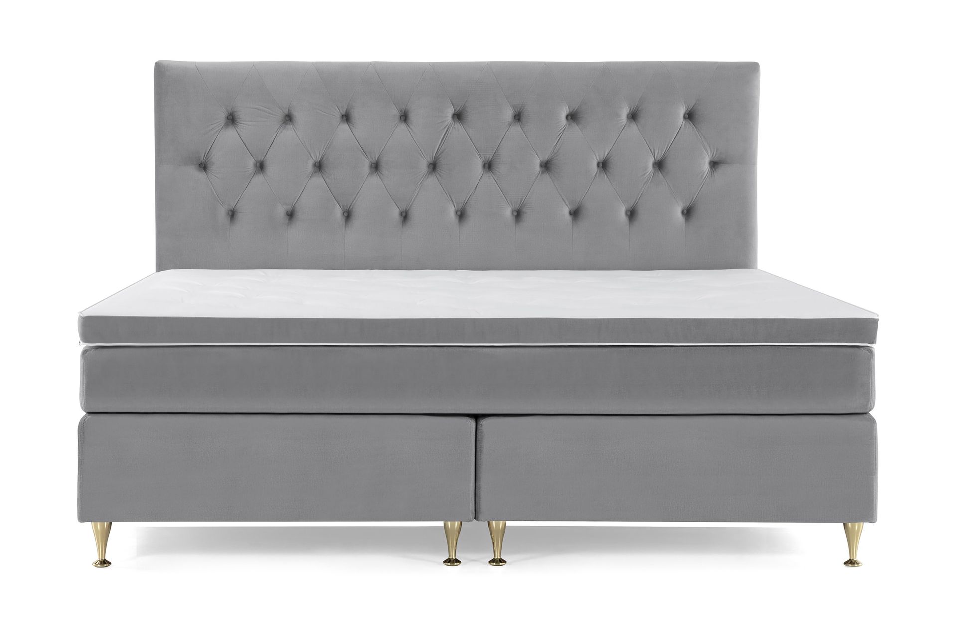 Royal Velvet Komplett Sengepakke 210x210 cm - Lysegrå Fløyel/Lave Gullben