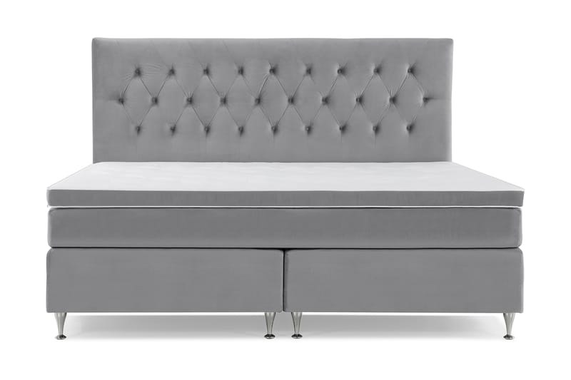 Royal Velvet Komplett Sengepakke 210x210 cm - Lysegrå Fløyel/Lave Sølvben - Møbler - Senger - Komplett sengepakke