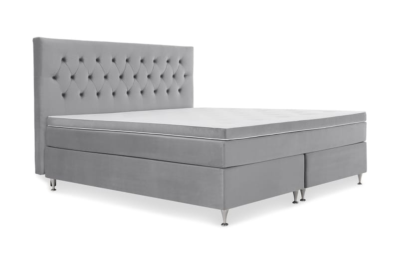 Royal Velvet Komplett Sengepakke 210x210 cm - Lysegrå Fløyel/Lave Sølvben - Møbler - Senger - Komplett sengepakke