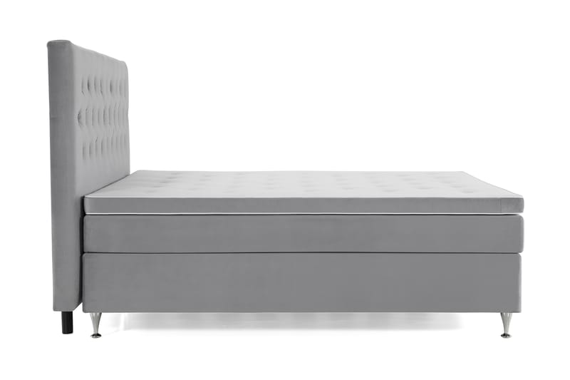 Royal Velvet Komplett Sengepakke 210x210 cm - Lysegrå Fløyel/Lave Sølvben - Møbler - Senger - Komplett sengepakke