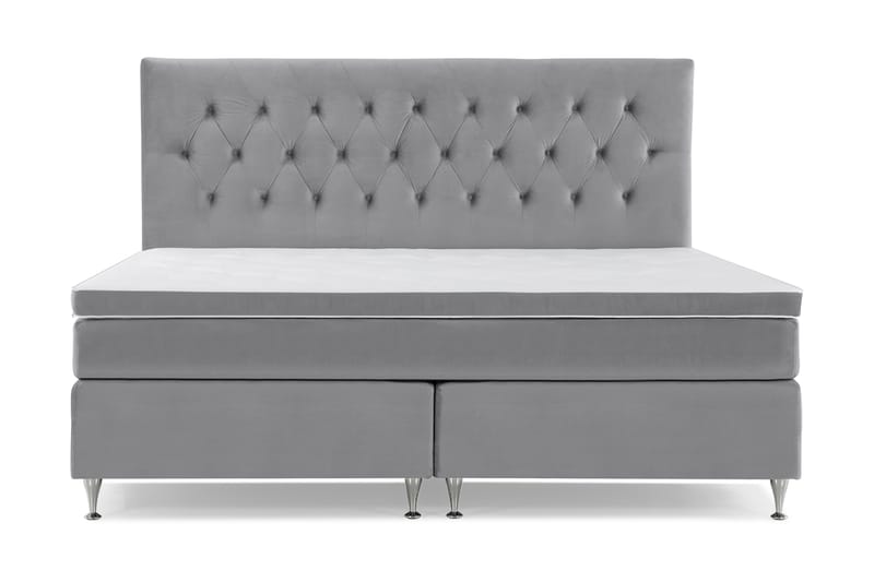 Royal Velvet Komplett Sengepakke 210x210 cm - Lysegrå Fløyel/Lave Sølvben - Møbler - Senger - Kontinentalsenger