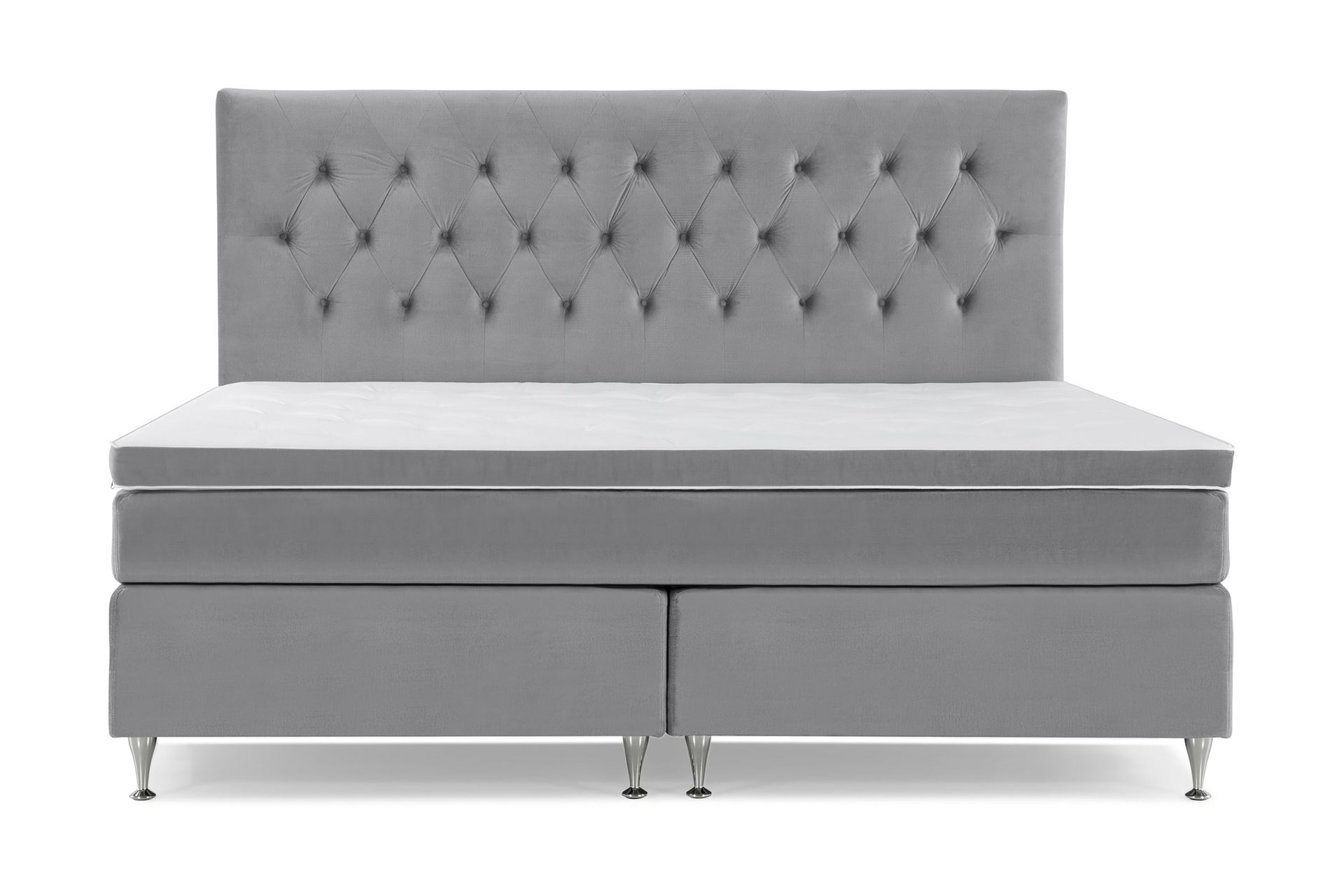 Royal Velvet Komplett Sengepakke 210x210 cm - Lysegrå Fløyel/Lave Sølvben