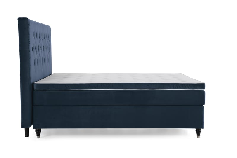 Royal Velvet Komplett Sengepakke 210x210 cm - Mørkeblå Fløyel/Dreide Ben - Møbler - Senger - Kontinentalsenger