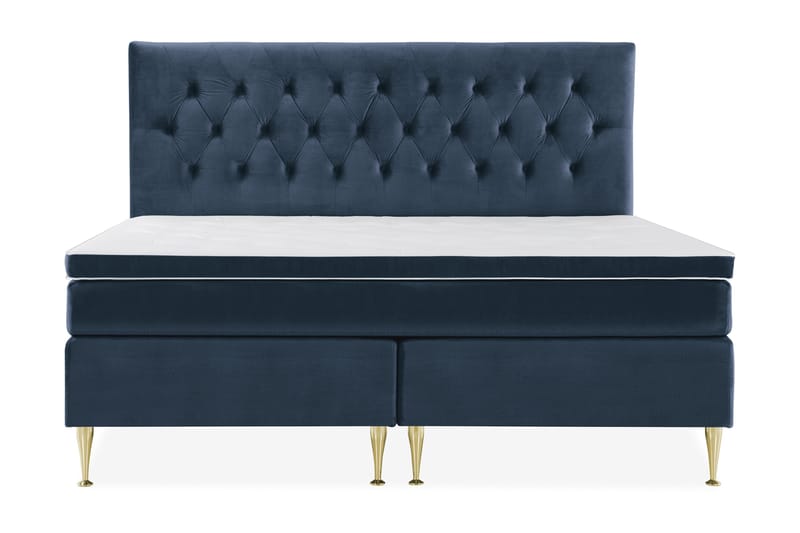 Royal Velvet Komplett Sengepakke 210x210 cm - Mørkeblå Fløyel/Høye Gullben - Møbler - Senger - Kontinentalsenger