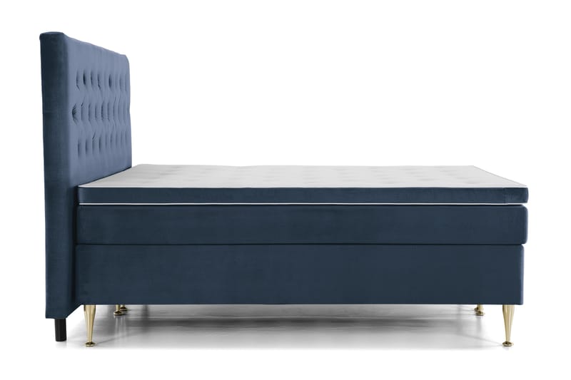 Royal Velvet Komplett Sengepakke 210x210 cm - Mørkeblå Fløyel/Høye Gullben - Møbler - Senger - Kontinentalsenger
