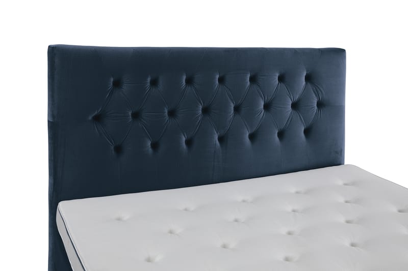 Royal Velvet Komplett Sengepakke 210x210 cm - Mørkeblå Fløyel/Høye Svarte Ben - Møbler - Senger - Kontinentalsenger