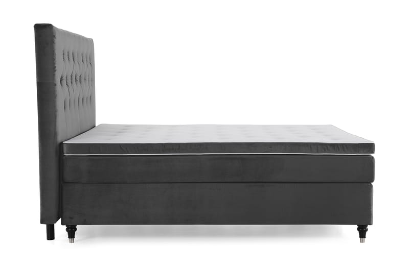 Royal Velvet Komplett Sengepakke 210x210 cm - Mørkegrå Fløyel/Dreide Ben - Møbler - Senger - Kontinentalsenger
