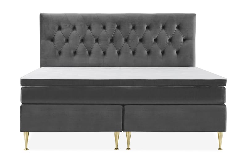 Royal Velvet Komplett Sengepakke 210x210 cm - Mørkegrå Fløyel/Høye Gullben - Møbler - Senger - Kontinentalsenger