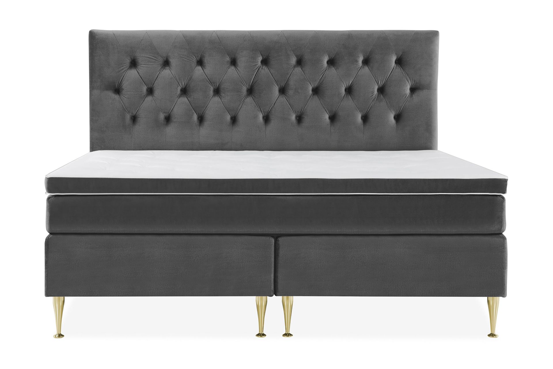 Royal Velvet Komplett Sengepakke 210x210 cm - Mørkegrå Fløyel/Høye Gullben