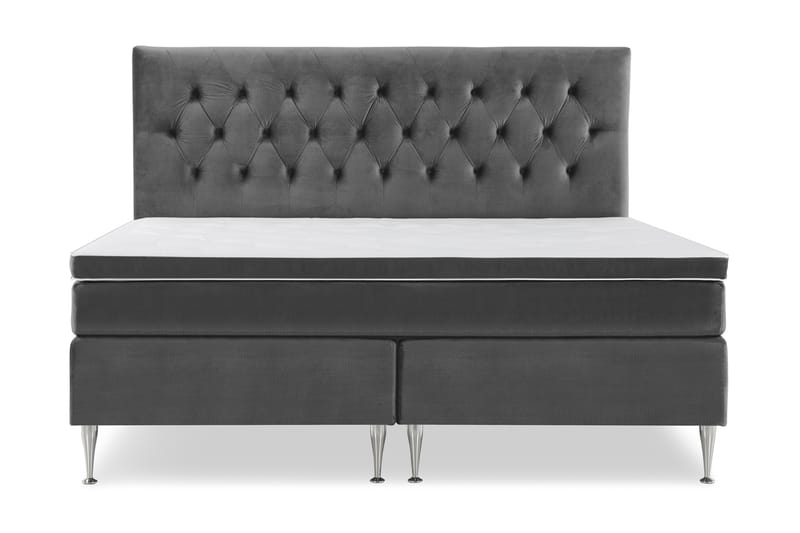 Royal Velvet Komplett Sengepakke 210x210 cm - Mørkegrå Fløyel/Høye Sølvben - Møbler - Senger - Kontinentalsenger