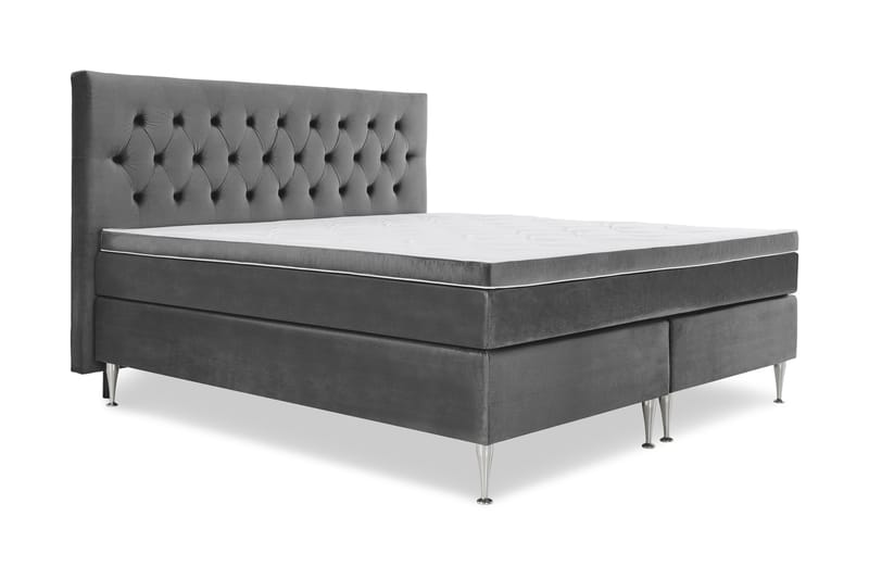 Royal Velvet Komplett Sengepakke 210x210 cm - Mørkegrå Fløyel/Høye Sølvben - Møbler - Senger - Kontinentalsenger