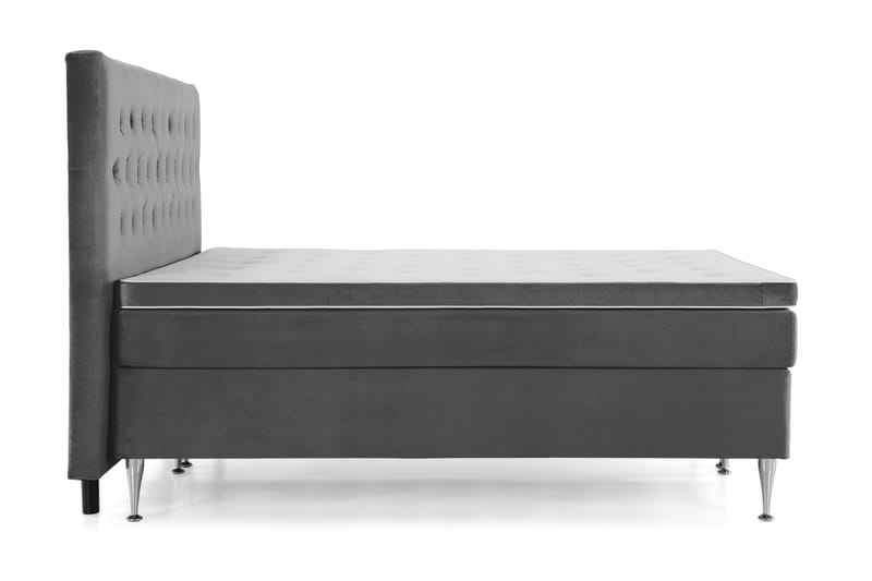 Royal Velvet Komplett Sengepakke 210x210 cm - Mørkegrå Fløyel/Høye Sølvben - Møbler - Senger - Kontinentalsenger