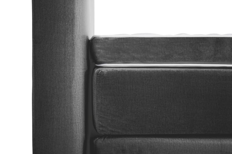 Royal Velvet Komplett Sengepakke 210x210 cm - Mørkegrå Fløyel/Høye Svarte Ben - Møbler - Senger - Kontinentalsenger