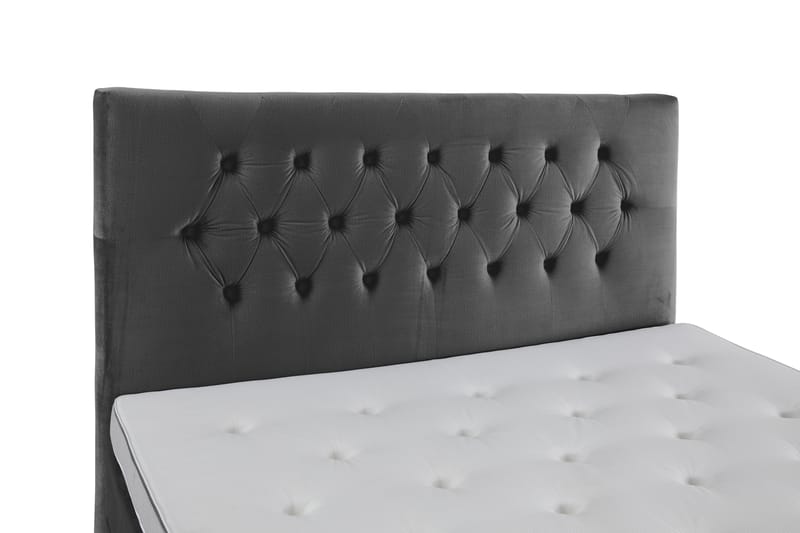 Royal Velvet Komplett Sengepakke 210x210 cm - Mørkegrå Fløyel/Høye Svarte Ben - Møbler - Senger - Kontinentalsenger