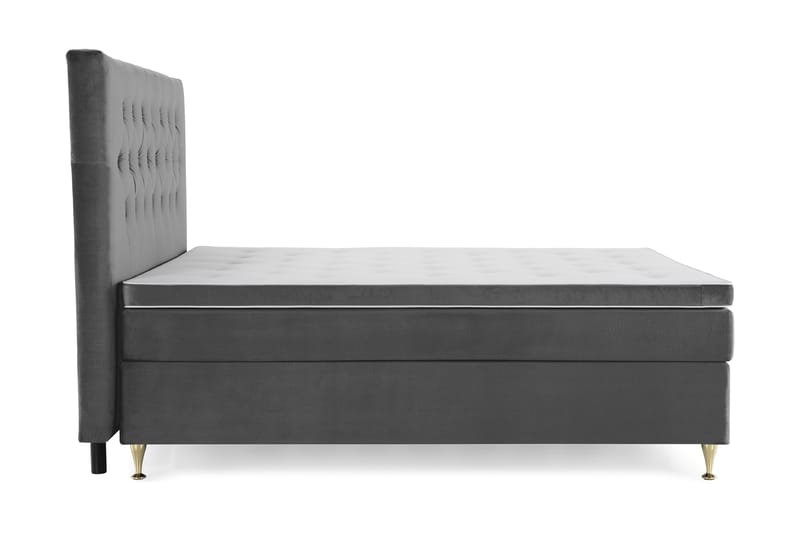 Royal Velvet Komplett Sengepakke 210x210 cm - Mørkegrå Fløyel/Lave Gullben - Møbler - Senger - Kontinentalsenger