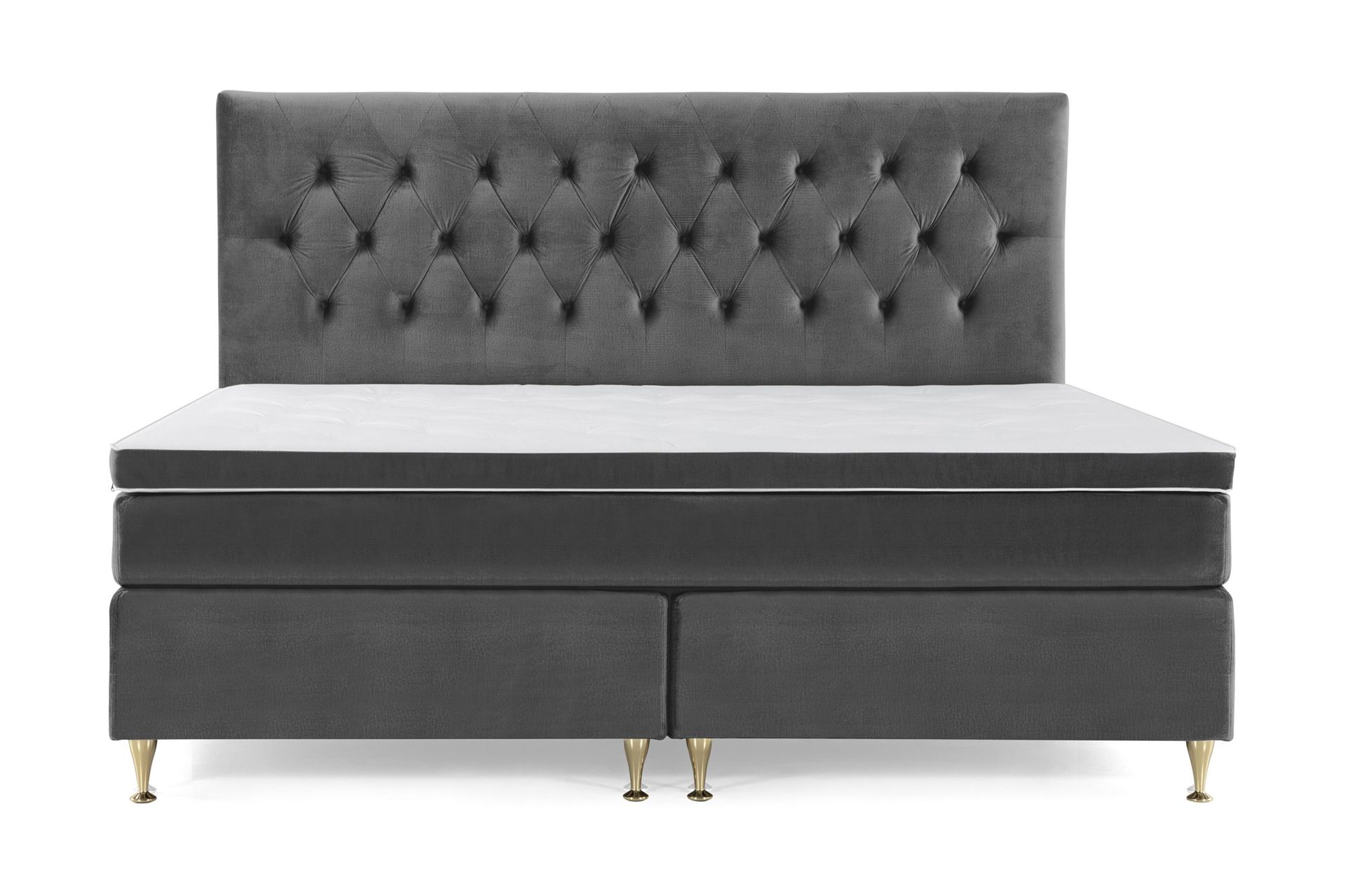 Royal Velvet Komplett Sengepakke 210x210 cm - Mørkegrå Fløyel/Lave Gullben