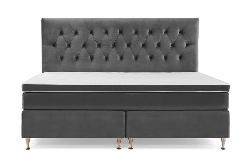 Royal Velvet Komplett Sengepakke 210x210 cm - Mørkegrå Fløyel/Lave Rosében - Møbler - Senger - Kontinentalsenger