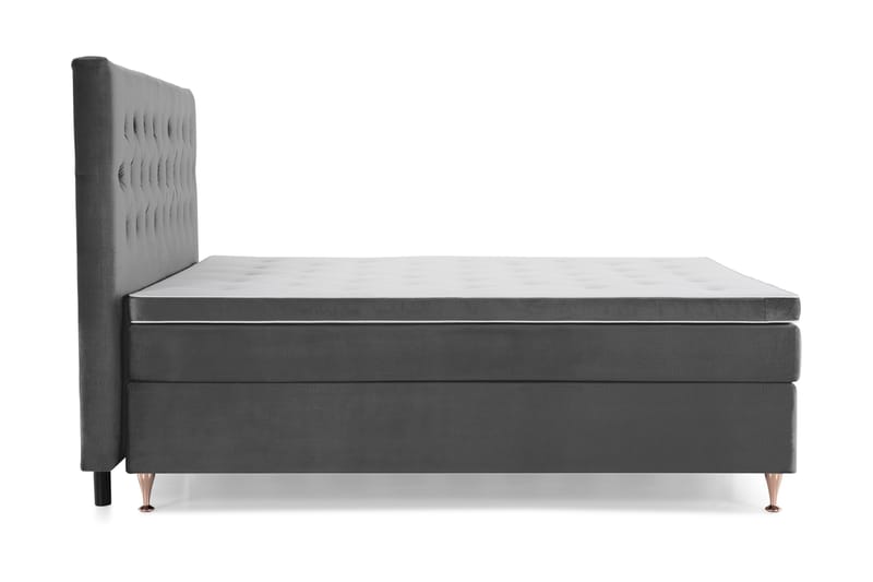 Royal Velvet Komplett Sengepakke 210x210 cm - Mørkegrå Fløyel/Lave Rosében - Møbler - Senger - Kontinentalsenger