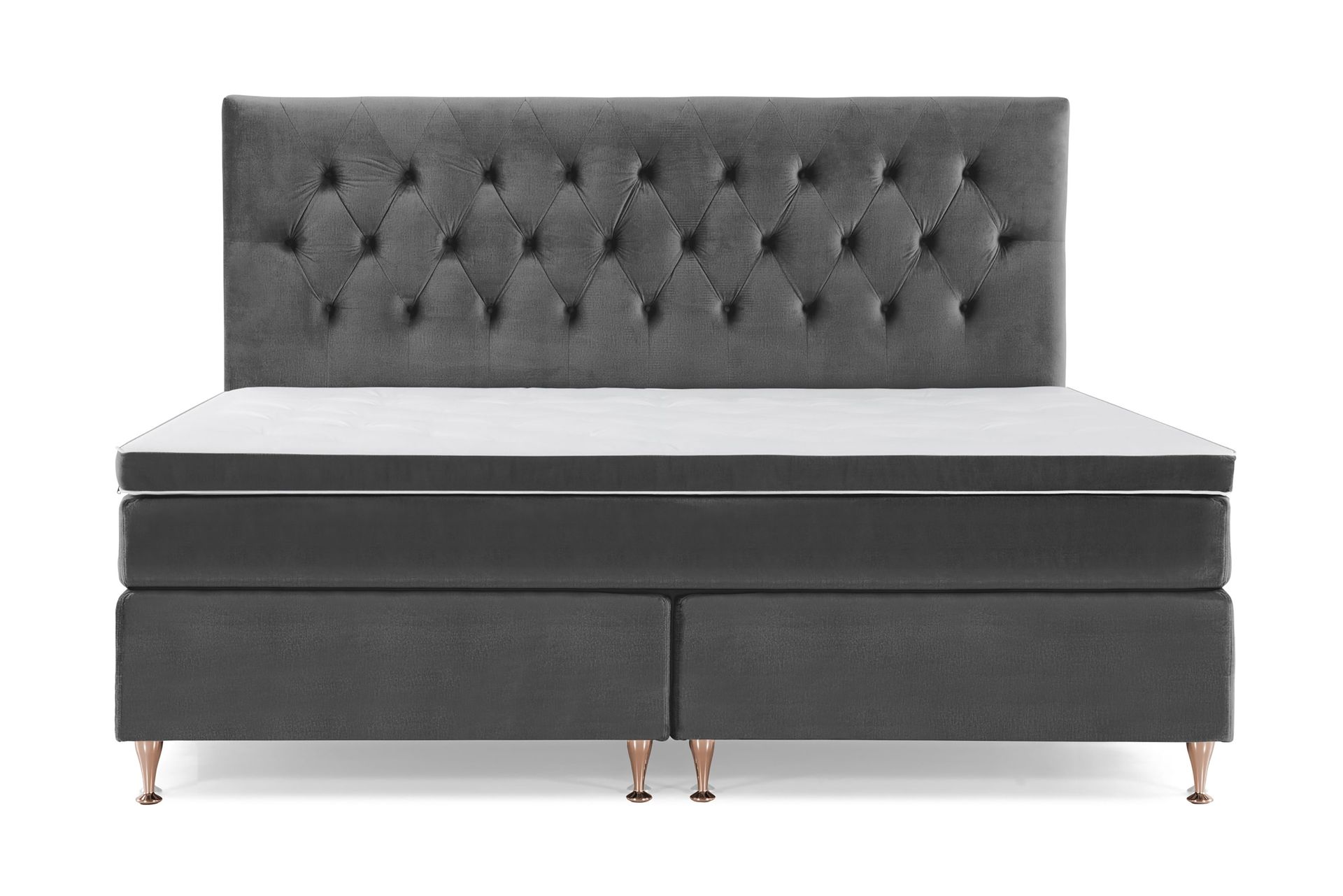 Royal Velvet Komplett Sengepakke 210x210 cm - Mørkegrå Fløyel/Lave Rosében