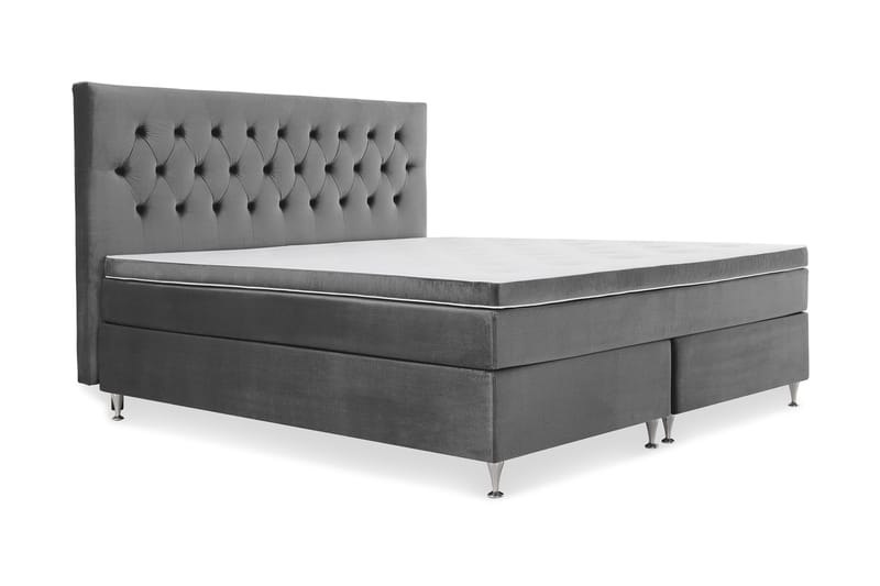 Royal Velvet Komplett Sengepakke 210x210 cm - Mørkegrå Fløyel/Lave Sølvben - Møbler - Senger - Kontinentalsenger