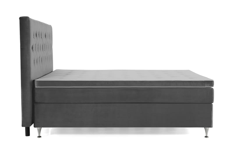 Royal Velvet Komplett Sengepakke 210x210 cm - Mørkegrå Fløyel/Lave Sølvben - Møbler - Senger - Kontinentalsenger