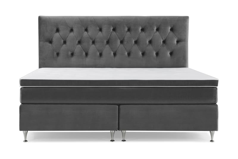 Royal Velvet Komplett Sengepakke 210x210 cm - Mørkegrå Fløyel/Lave Sølvben - Møbler - Senger - Kontinentalsenger