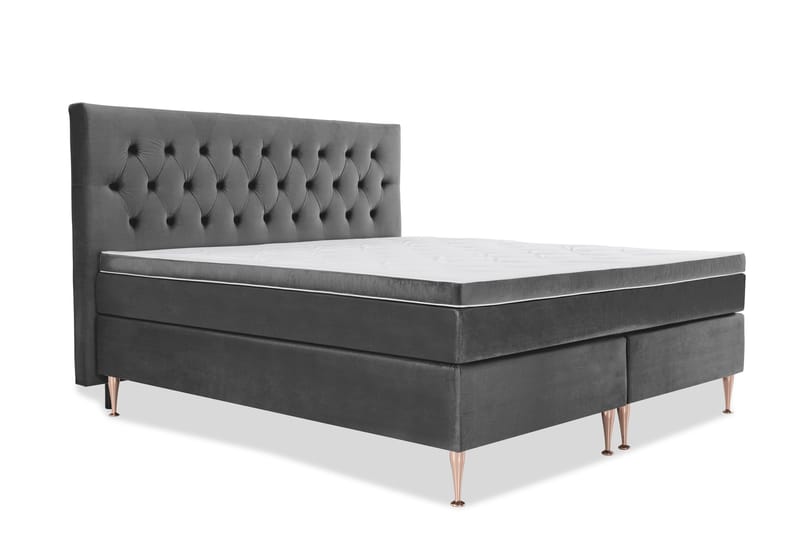 Royal Velvet Komplett Sengepakke 210x210 cm - Mørkegrå Fløyel/Rosében - Møbler - Senger - Kontinentalsenger