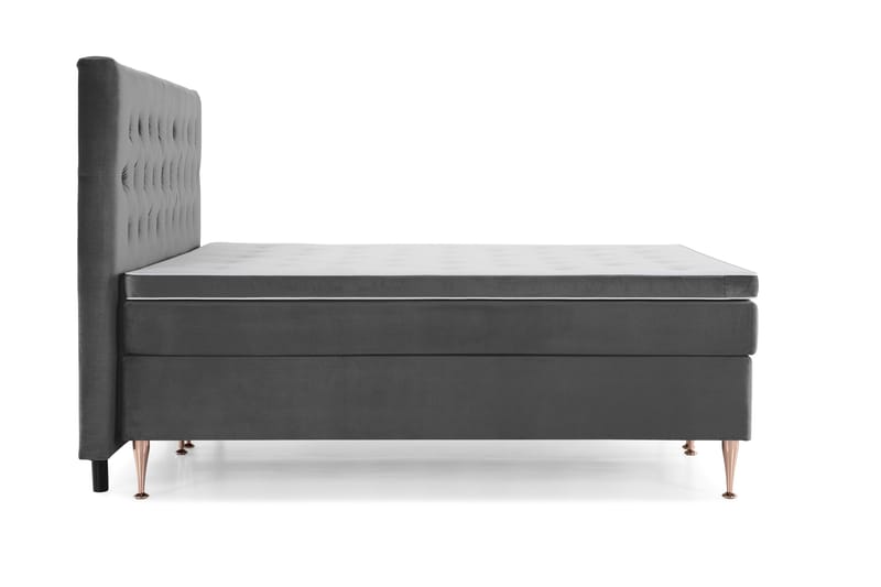 Royal Velvet Komplett Sengepakke 210x210 cm - Mørkegrå Fløyel/Rosében - Møbler - Senger - Kontinentalsenger
