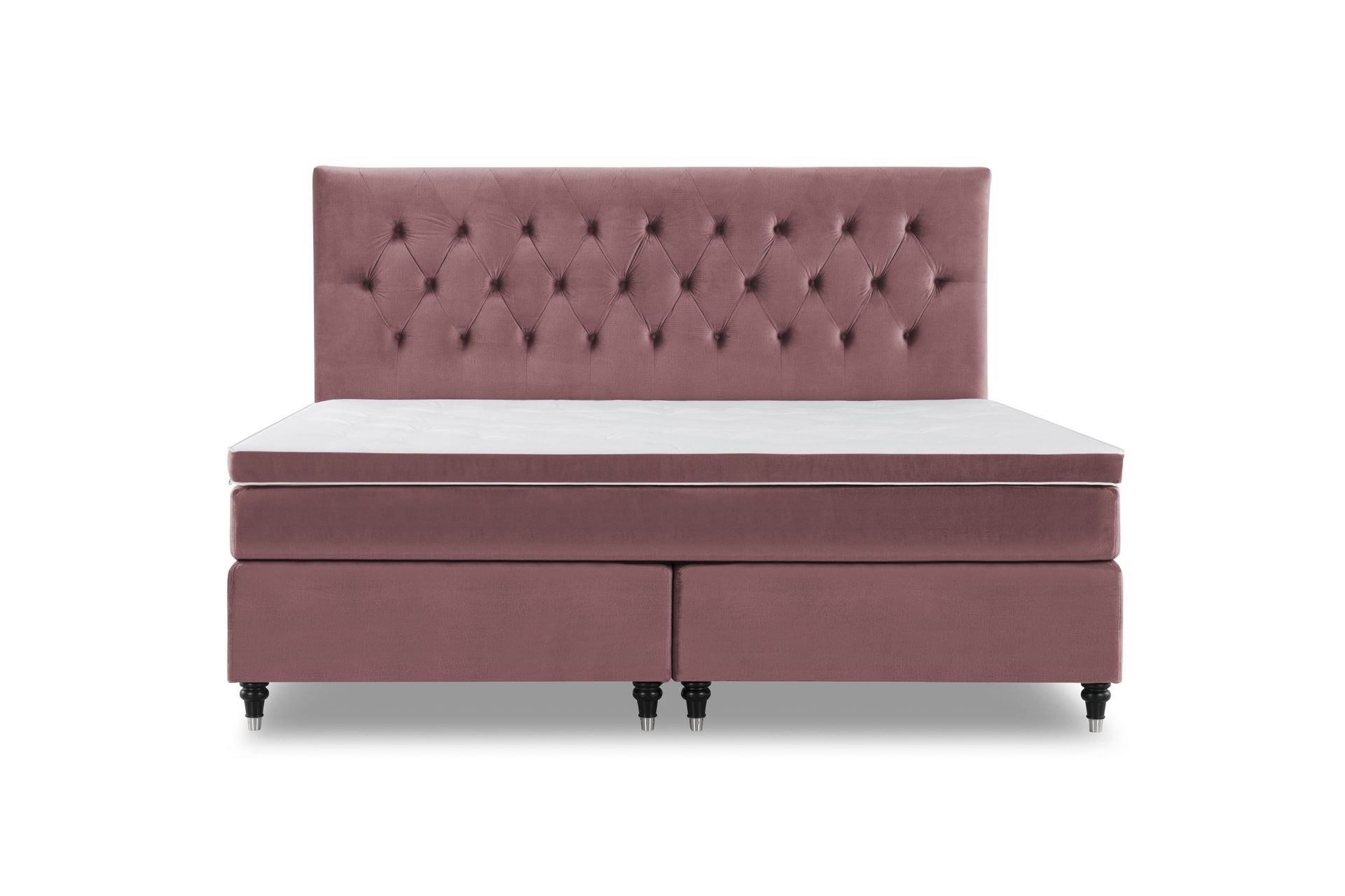 Royal Velvet Komplett Sengepakke 210x210 cm - Rosa Fløyel/Dreide Ben