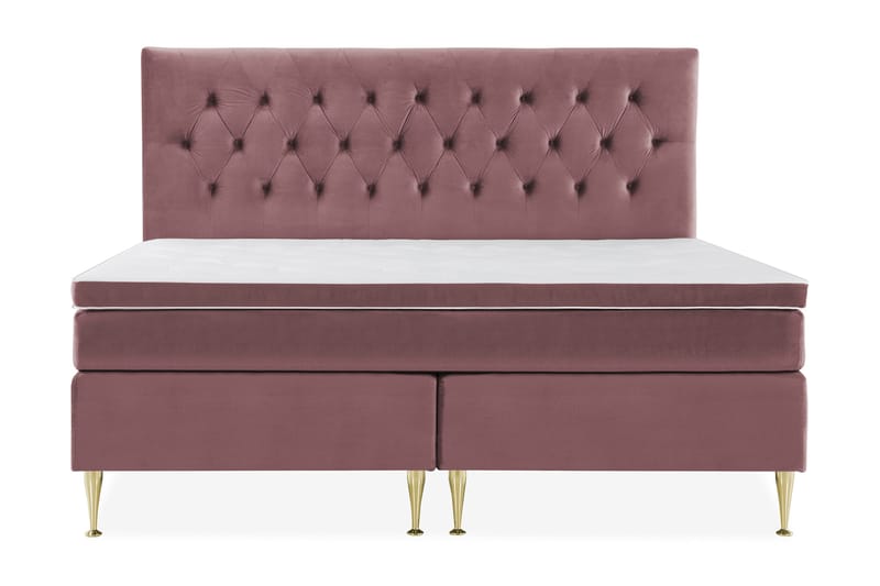Royal Velvet Komplett Sengepakke 210x210 cm - Rosa Fløyel/Høye Gullben - Møbler - Senger - Kontinentalsenger