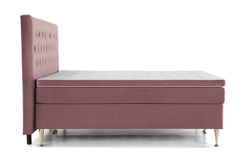Royal Velvet Komplett Sengepakke 210x210 cm - Rosa Fløyel/Høye Gullben - Møbler - Senger - Kontinentalsenger