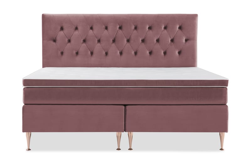 Royal Velvet Komplett Sengepakke 210x210 cm - Rosa Fløyel/Høye Rosében - Møbler - Senger - Kontinentalsenger