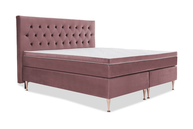 Royal Velvet Komplett Sengepakke 210x210 cm - Rosa Fløyel/Høye Rosében - Møbler - Senger - Kontinentalsenger