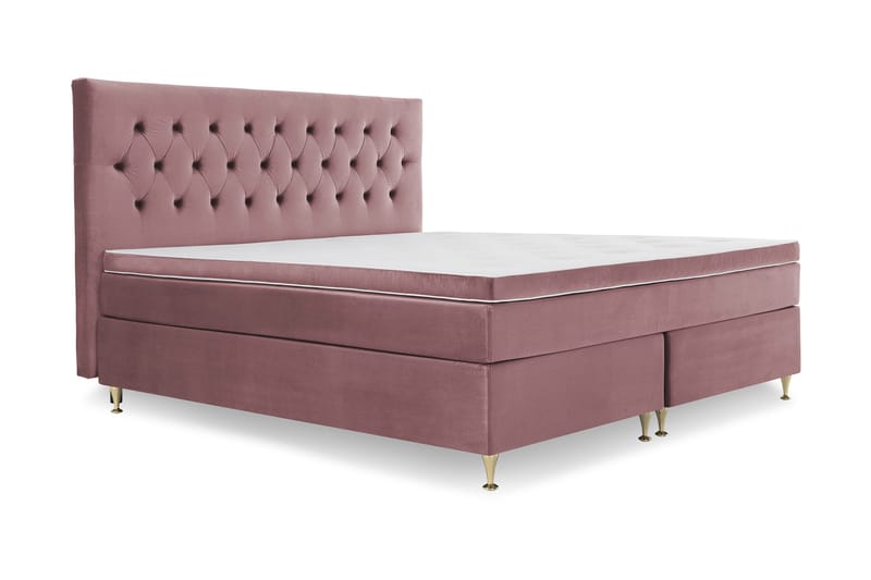 Royal Velvet Komplett Sengepakke 210x210 cm - Rosa Fløyel/Lave Gullben - Møbler - Senger - Kontinentalsenger