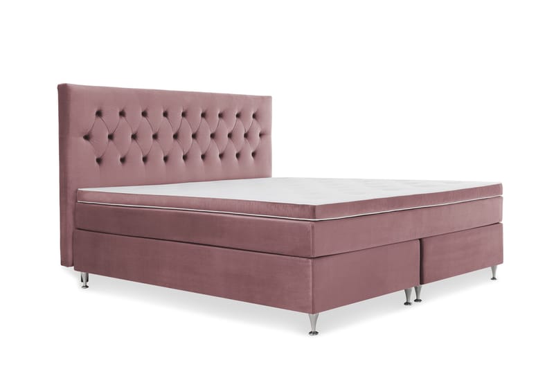 Royal Velvet Komplett Sengepakke 210x210 cm - Rosa Fløyel/Lave Sølvben - Møbler - Senger - Kontinentalsenger
