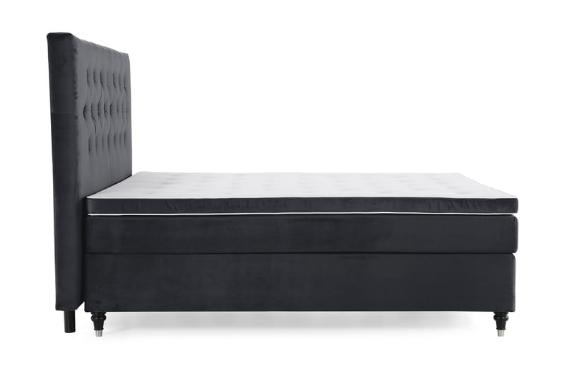 Royal Velvet Komplett Sengepakke 210x210 cm - Svart Fløyel/Dreide Ben - Møbler - Senger - Kontinentalsenger