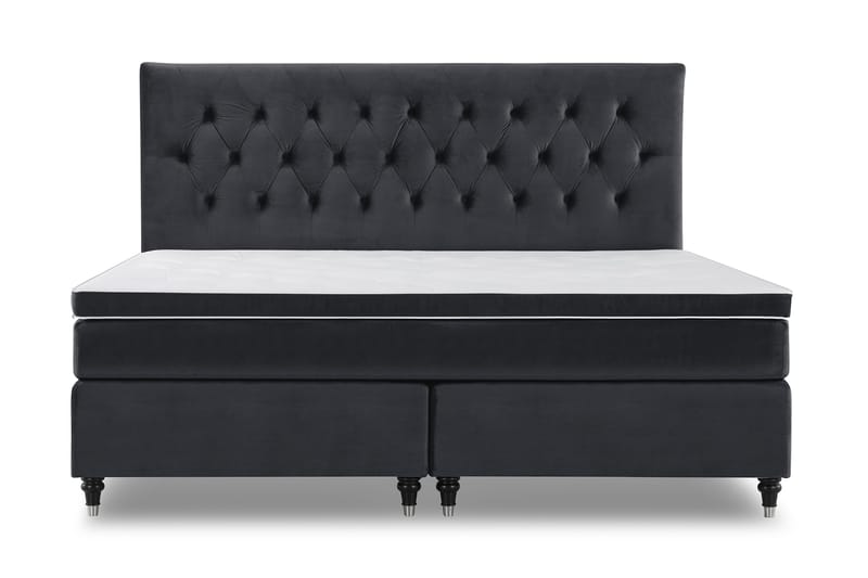 Royal Velvet Komplett Sengepakke 210x210 cm, Svart Fløyel/Dreide Ben